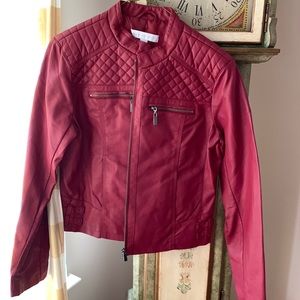 NWOT red pleather jacket large